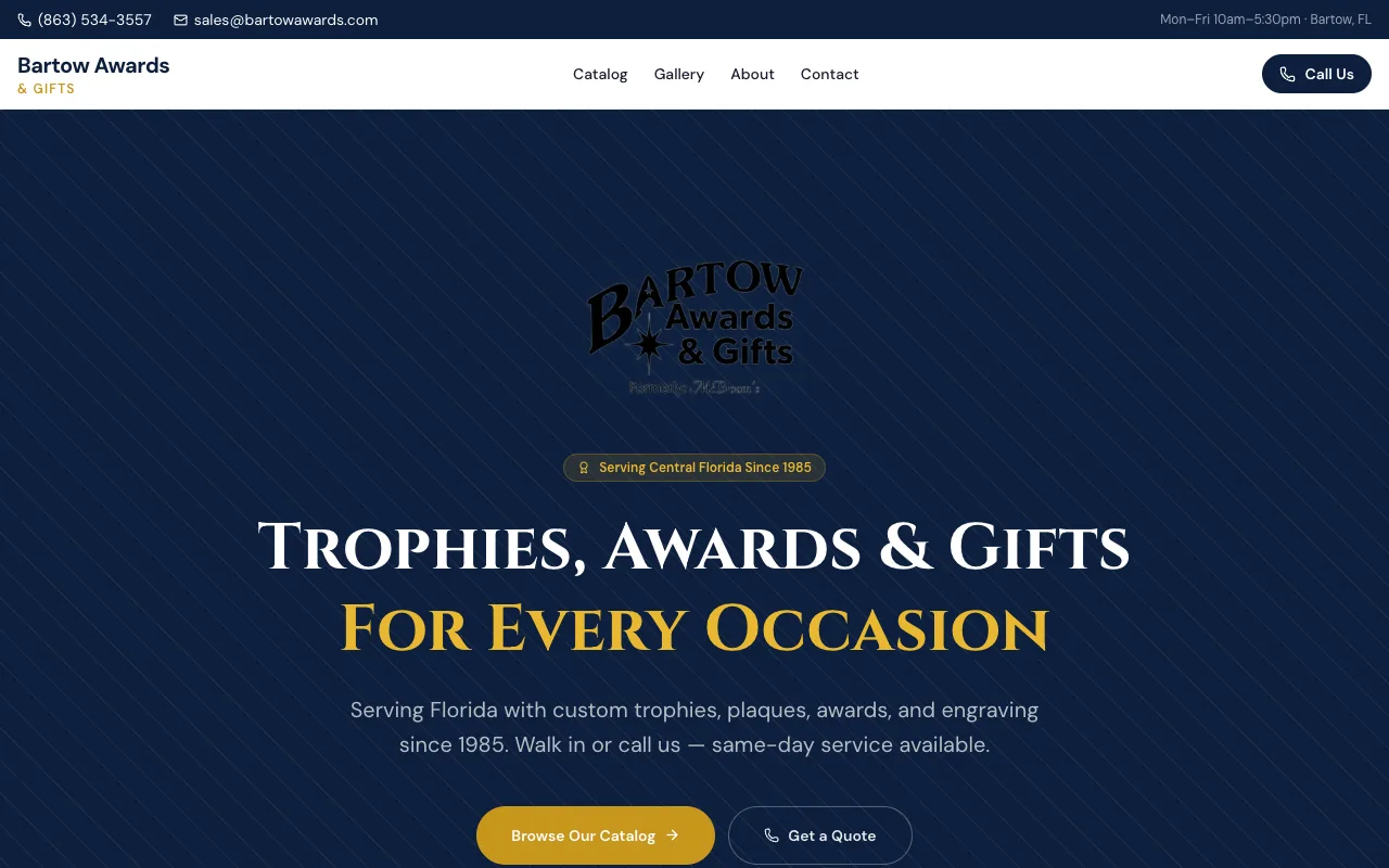 Bartow Awards & Gifts website